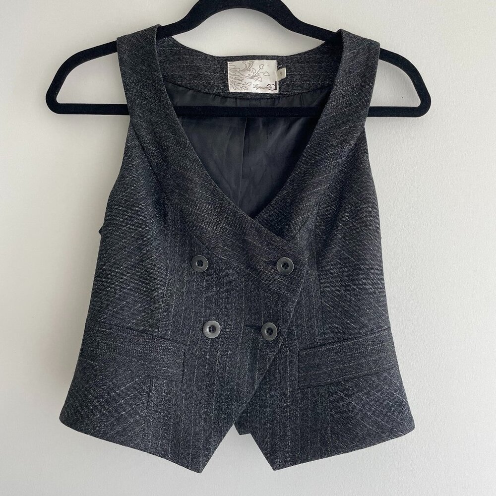 y2k grey pinstripe vest top